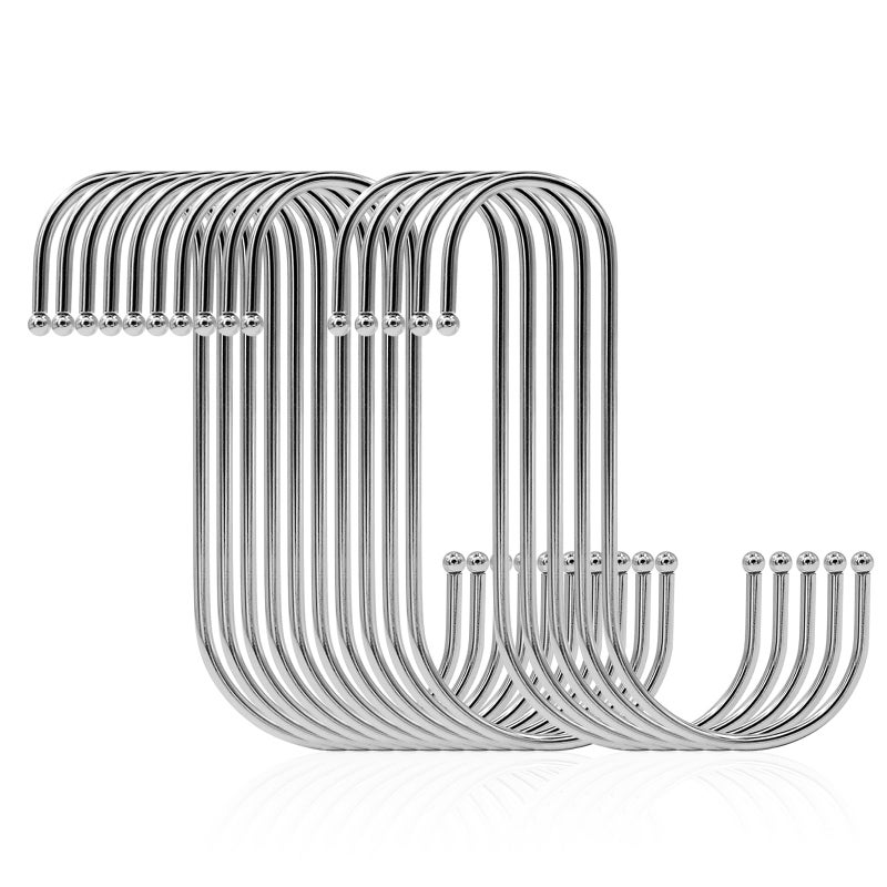 SumDirect Heavy Duty S Hooks - 15 Pack 5.7 Inch Extra Large Meta Stainless Steel S Shaped Hooks for Hanging - Image 1